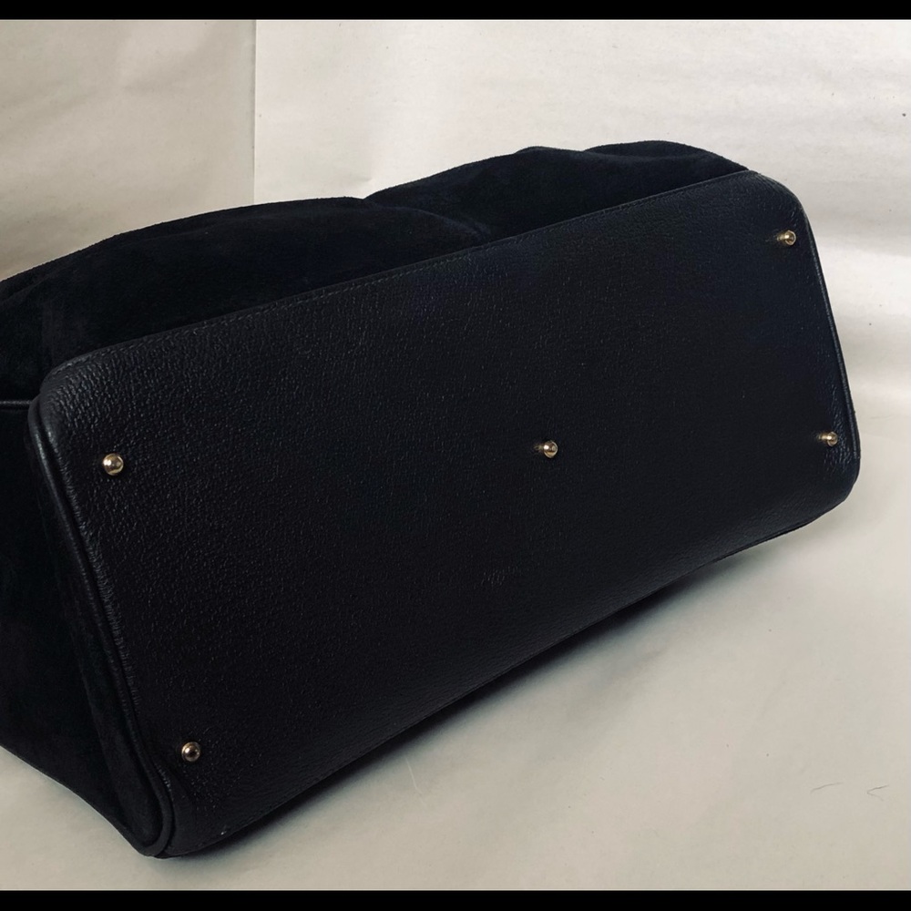 Gucci Black Suede Satchel with Bamboo Top Handles - Picture 6 of 16